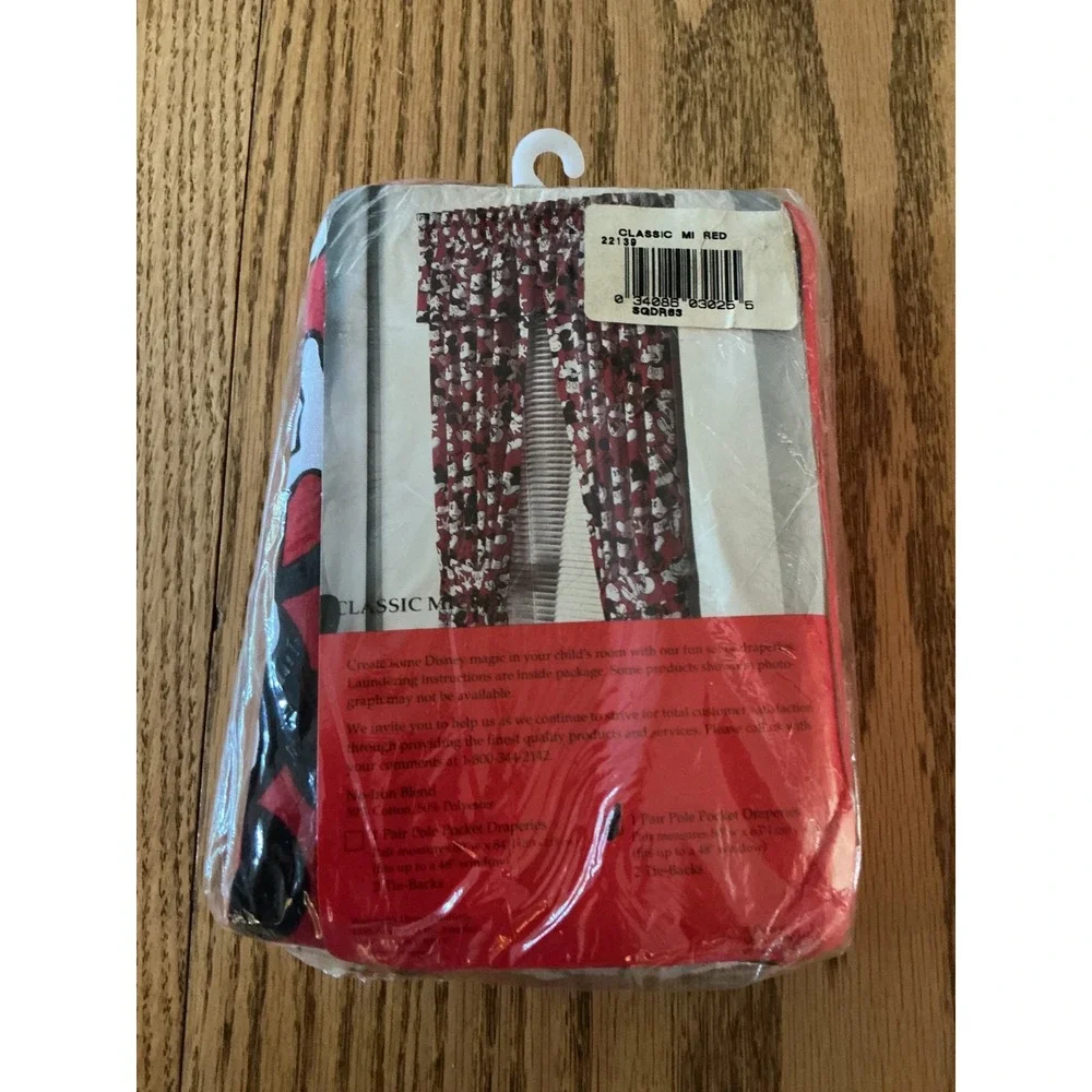 Disney Classic Mickey Mouse Red Curtains 80x63 Pole Pocket Drapes Vintage NIP
